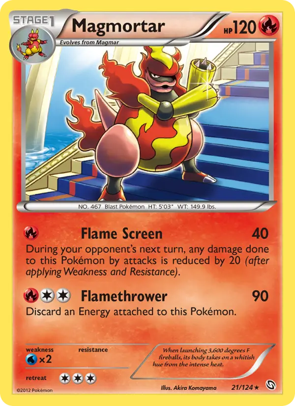 Magmortar Rare Pokemon card #21 from Dragons Exalted