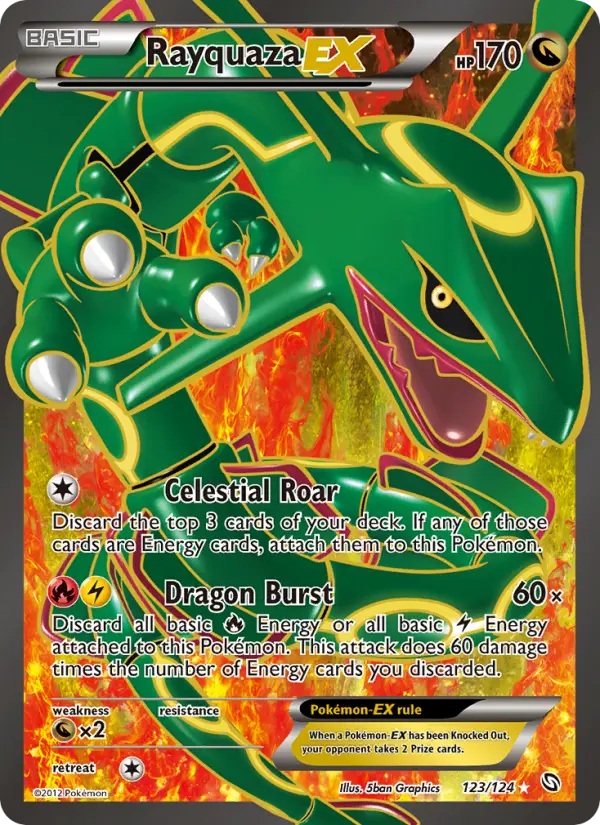 Rayquaza-EX Ultra Rare Pokemon card #123 from Dragons Exalted