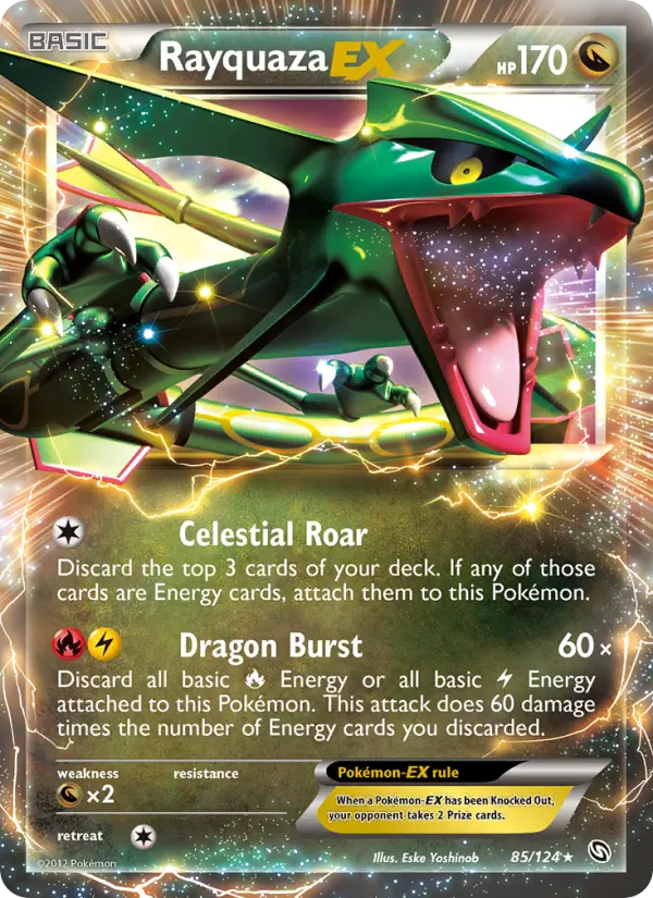Rayquaza-EX Rare Pokemon card #85 from Dragons Exalted