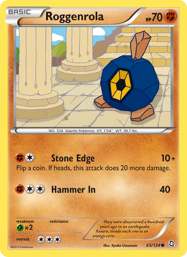 Roggenrola Common Pokemon card #65 from Dragons Exalted