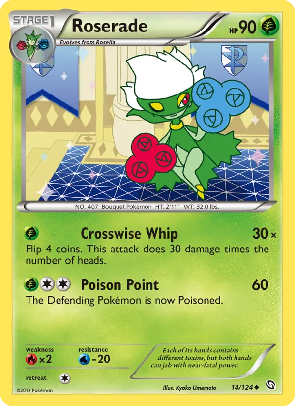 Roserade Uncommon Pokemon card #14 from Dragons Exalted