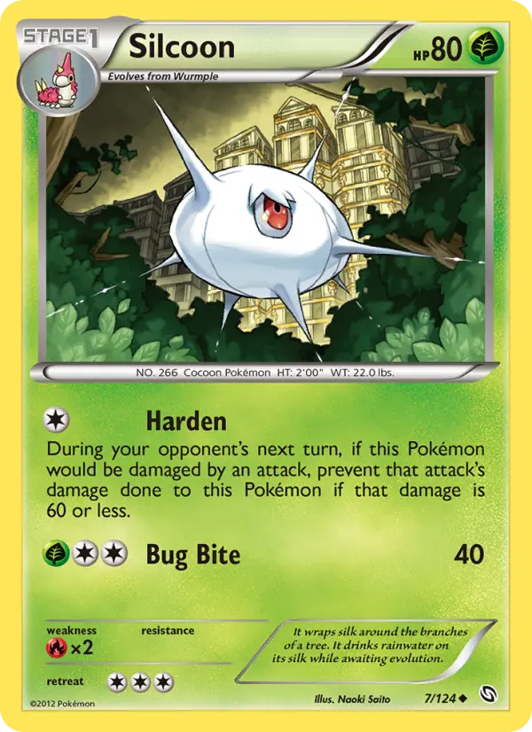 Silcoon Uncommon Pokemon card #7 from Dragons Exalted