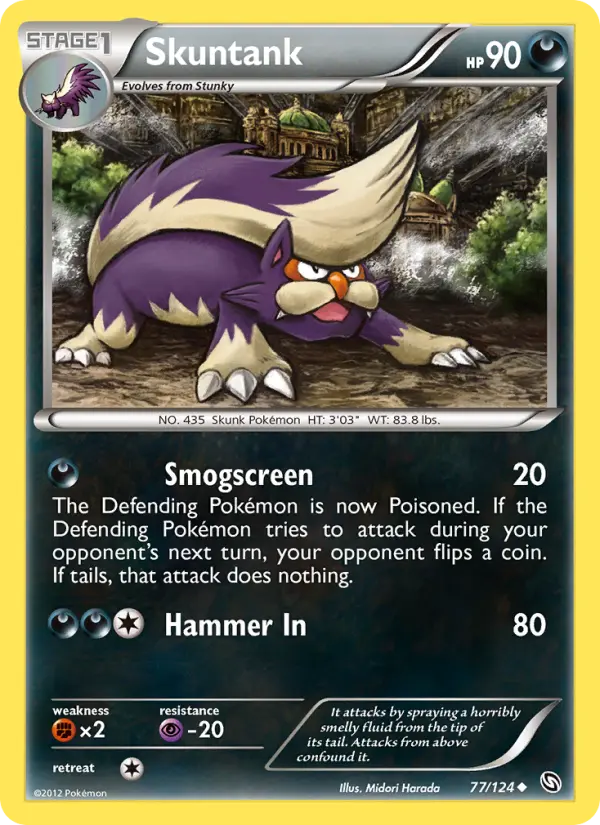 Skuntank Uncommon Pokemon card #77 from Dragons Exalted
