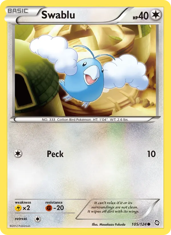 Swablu Common Pokemon card #105 from Dragons Exalted