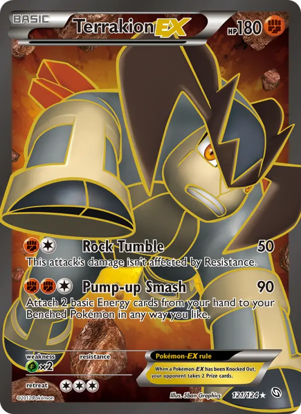Terrakion-EX Ultra Rare Pokemon card #121 from Dragons Exalted