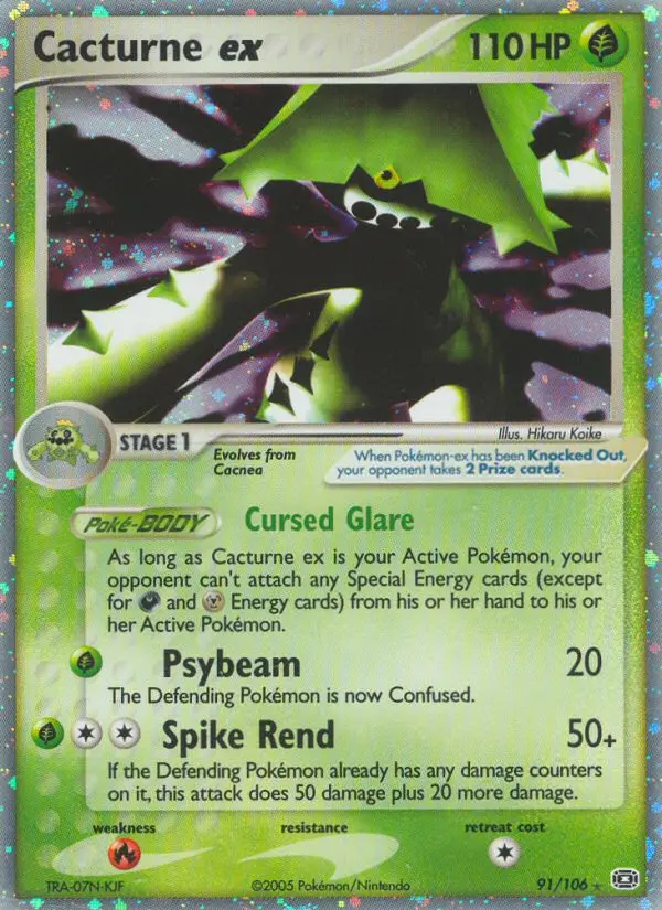 Cacturne ex Rare Pokemon card #91 from Emerald