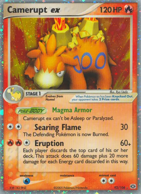 Camerupt ex Rare Pokemon card #92 from Emerald