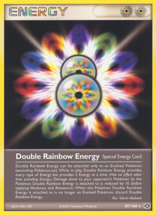Double Rainbow Energy Rare Pokemon card #87 from Emerald