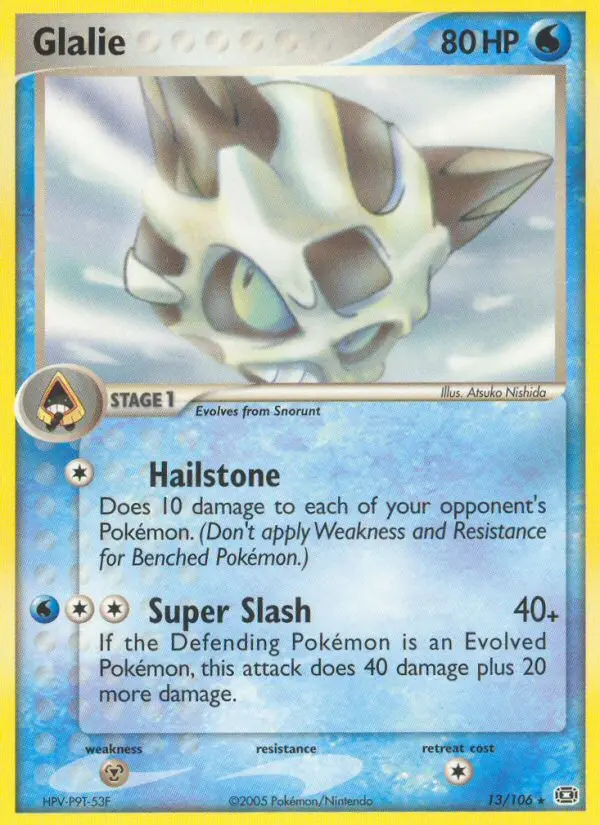 Glalie Rare Pokemon card #13 from Emerald
