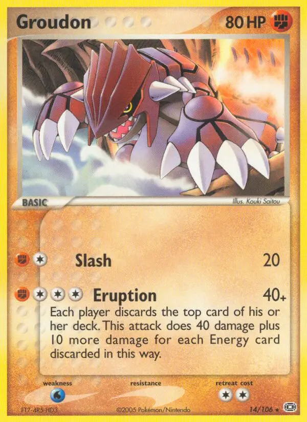 Groudon Rare Pokemon card #14 from Emerald