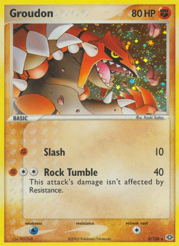 Groudon Rare Pokemon card #5 from Emerald