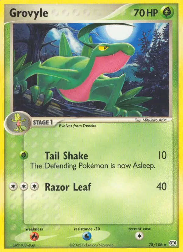 Grovyle Uncommon Pokemon card #28 from Emerald