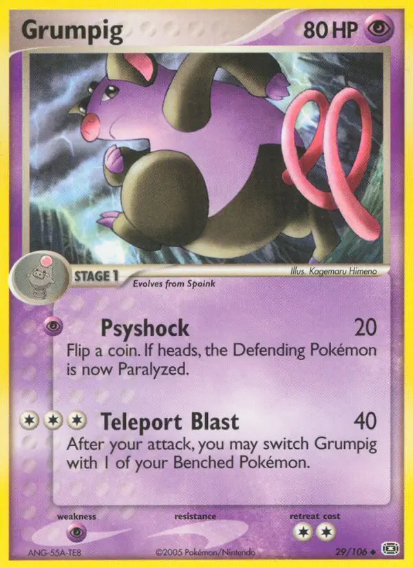 Grumpig Uncommon Pokemon card #29 from Emerald