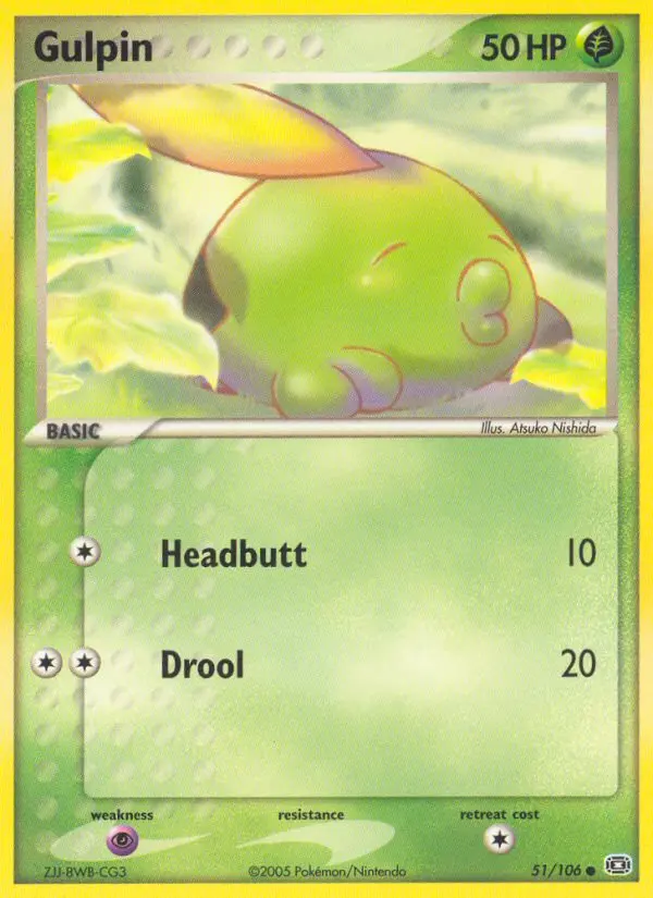 Gulpin Common Pokemon card #51 from Emerald