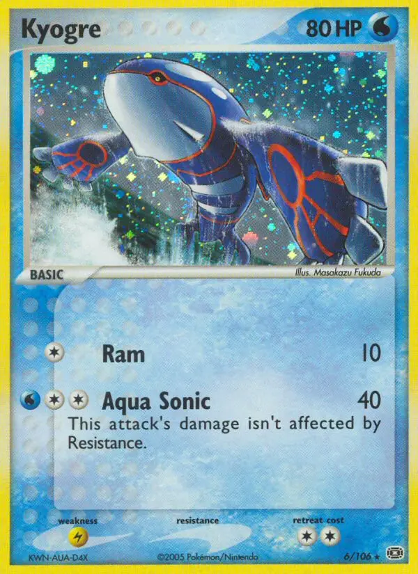 Kyogre Rare Pokemon card #6 from Emerald
