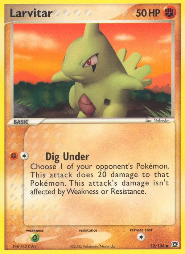 Larvitar Common Pokemon card #52 from Emerald