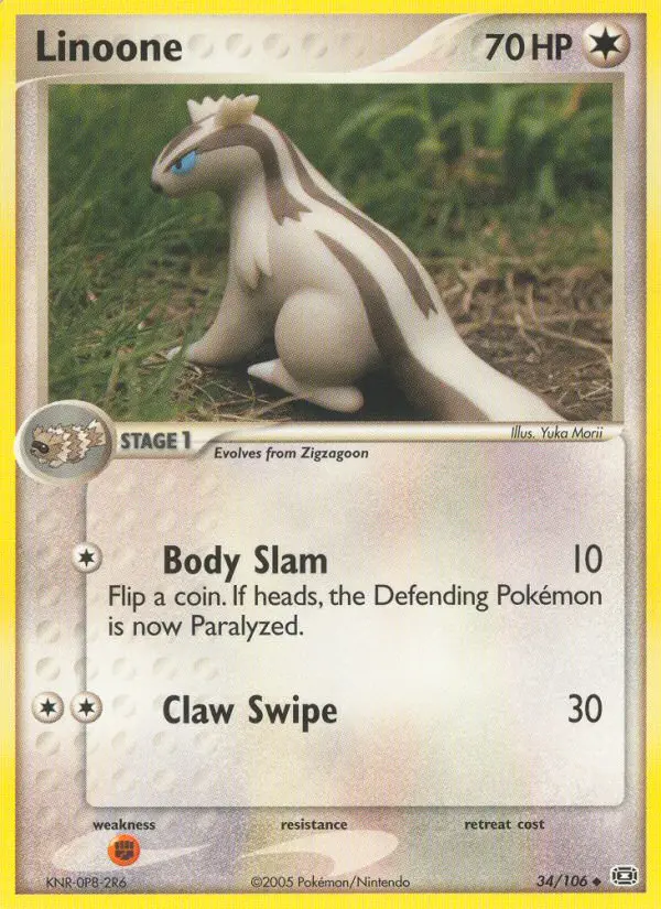 Linoone Uncommon Pokemon card #34 from Emerald