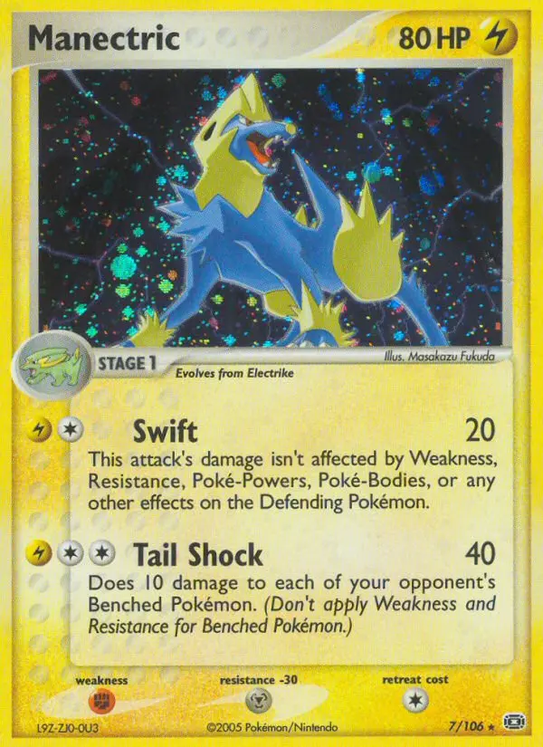 Manectric Rare Pokemon card #7 from Emerald
