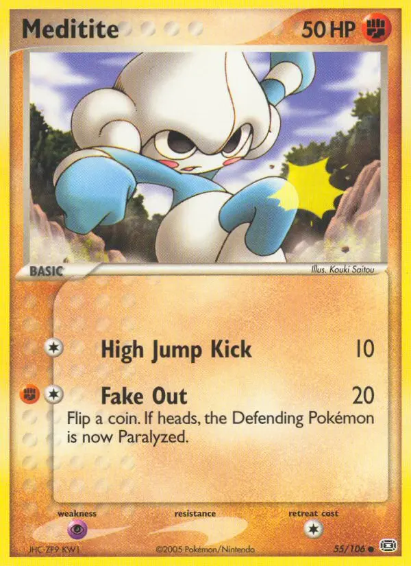 Meditite Common Pokemon card #55 from Emerald