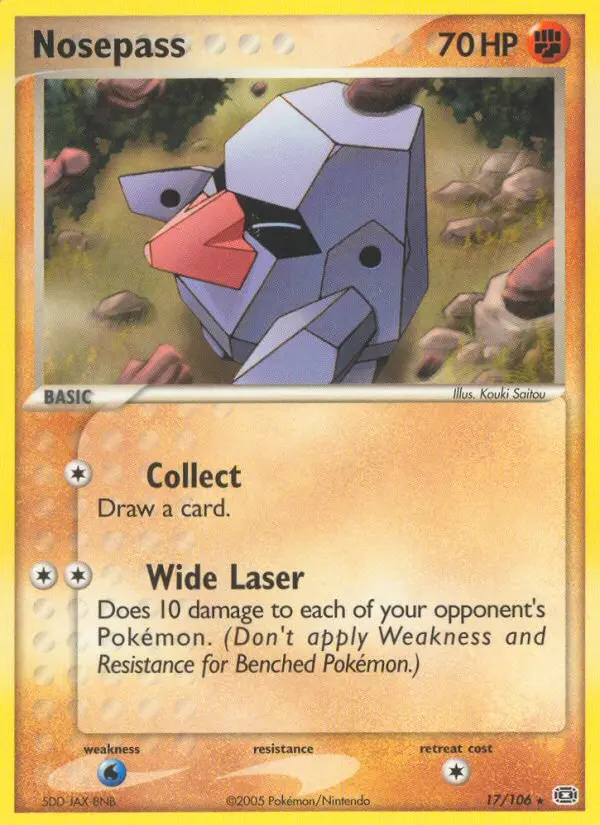 Nosepass Rare Pokemon card #17 from Emerald