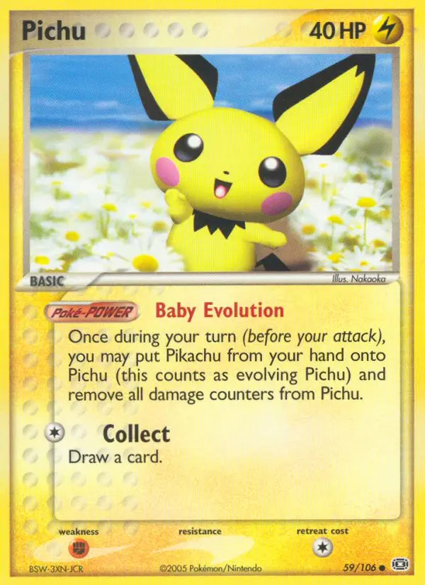 Pichu Common Pokemon card #59 from Emerald