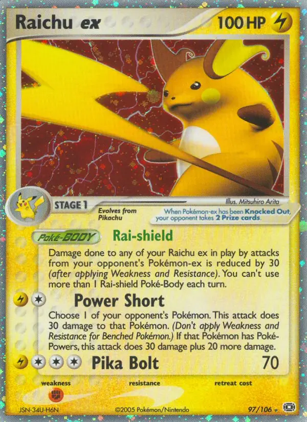 Raichu ex Rare Pokemon card #97 from Emerald