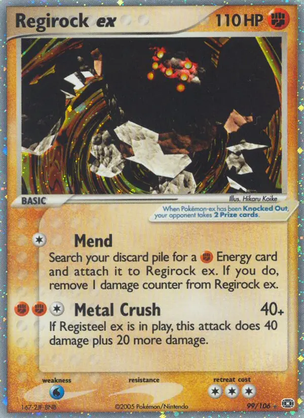 Regirock ex Rare Pokemon card #99 from Emerald