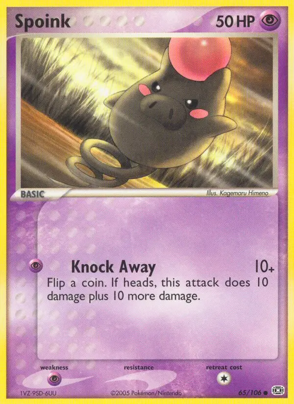 Spoink Common Pokemon card #65 from Emerald