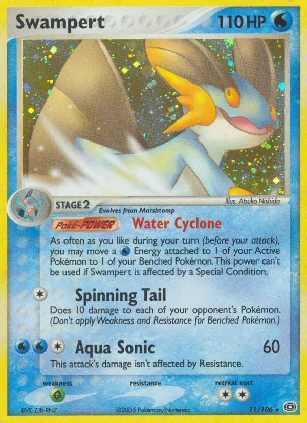 Swampert Rare Pokemon card #11 from Emerald
