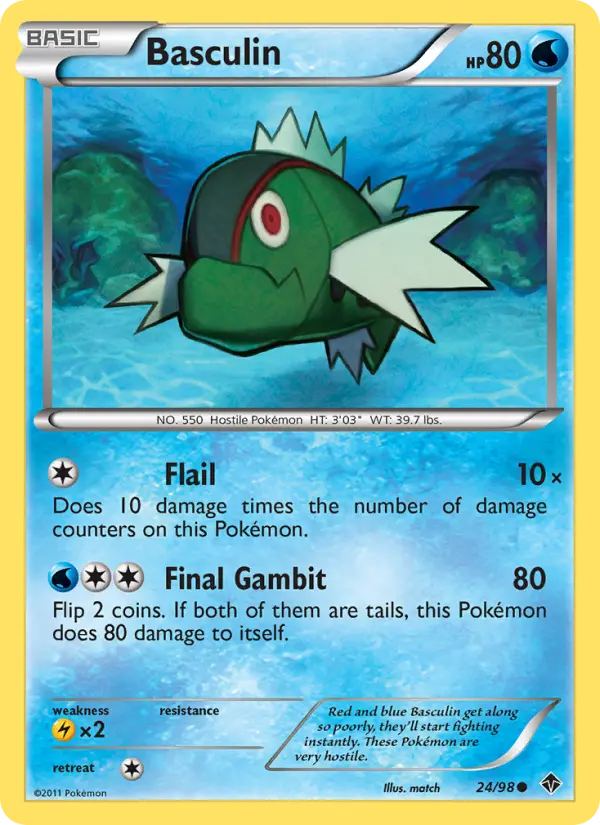 Basculin Common Pokemon card #24 from Emerging Powers