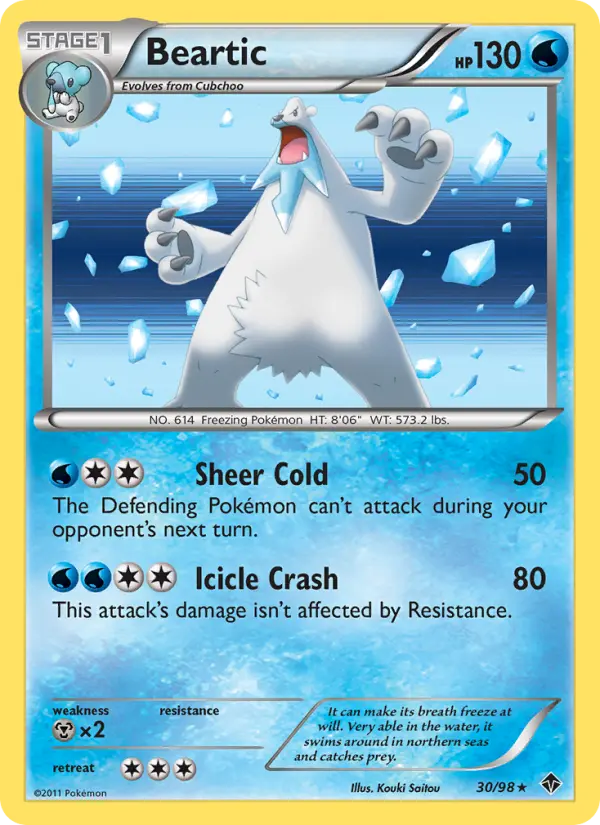 Beartic Rare Pokemon card #30 from Emerging Powers