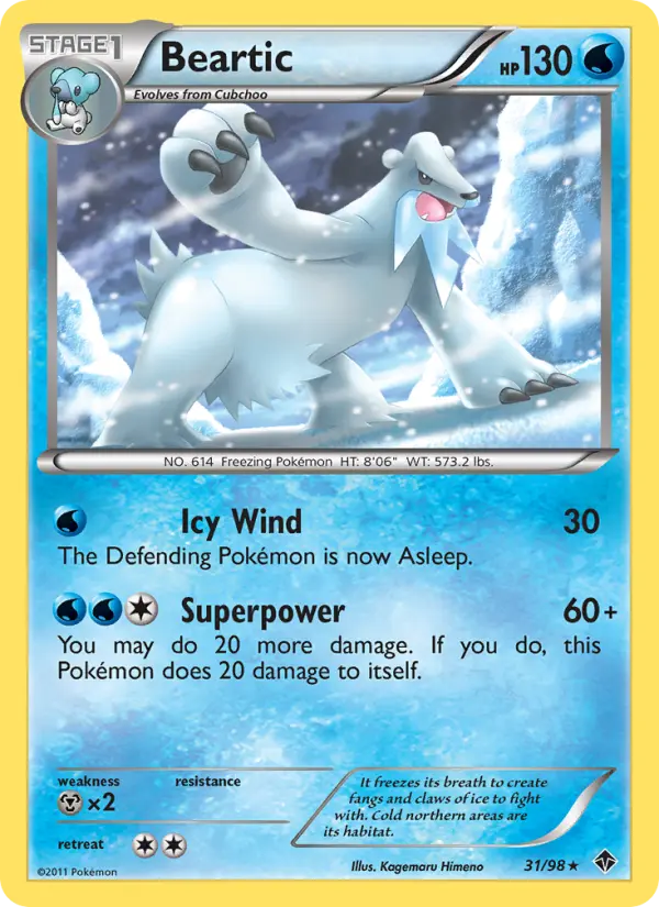 Beartic Rare Pokemon card #31 from Emerging Powers