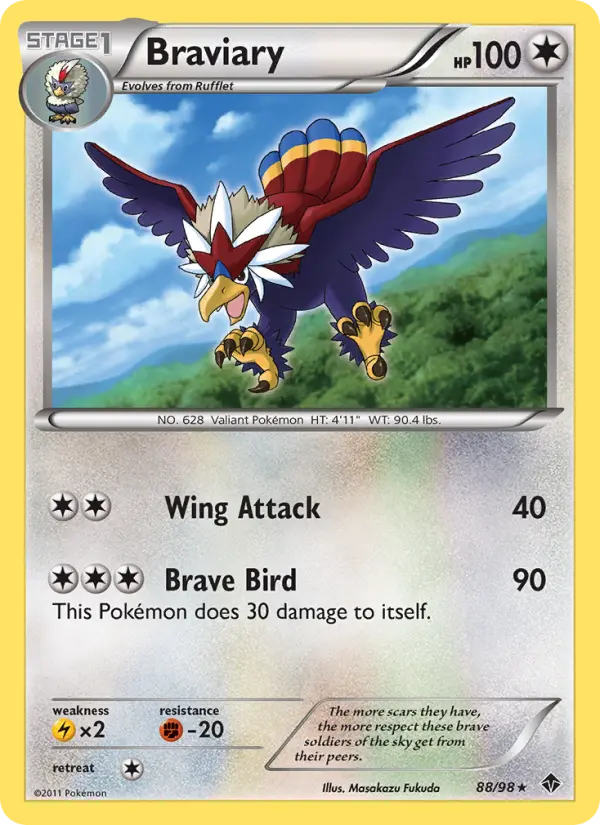 Braviary Rare Pokemon card #88 from Emerging Powers