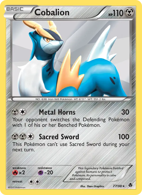 Cobalion Rare Pokemon card #77 from Emerging Powers