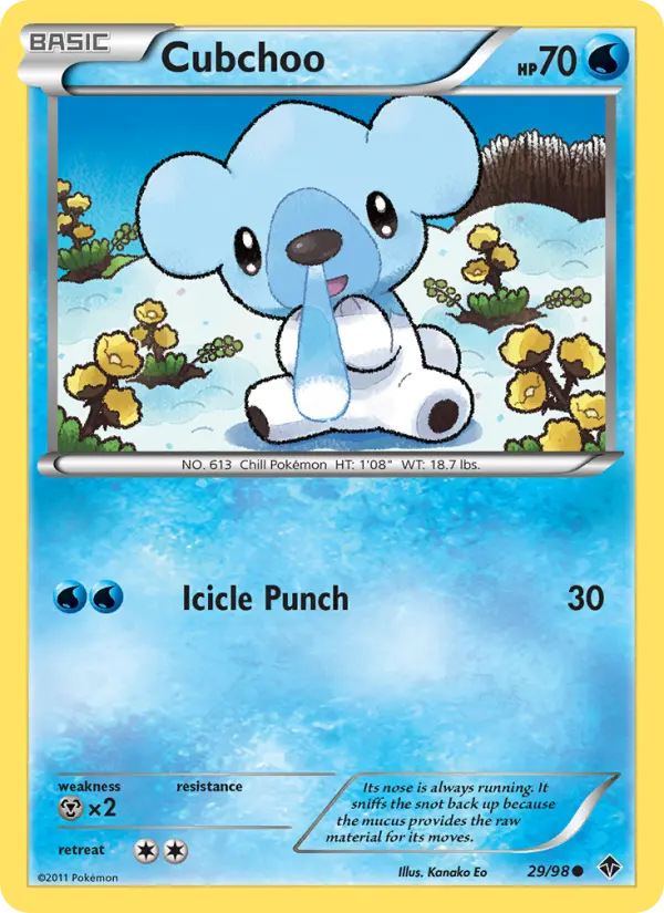 Cubchoo Common Pokemon card #29 from Emerging Powers