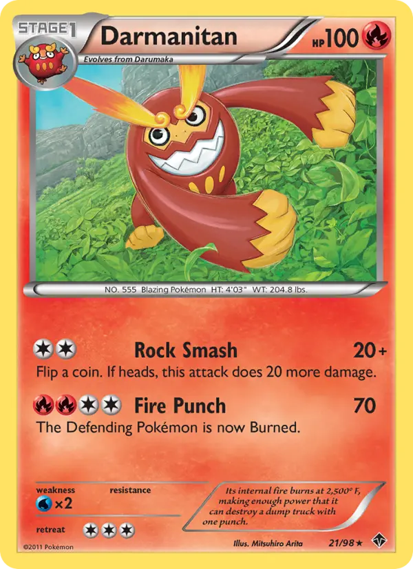 Darmanitan Rare Pokemon card #21 from Emerging Powers