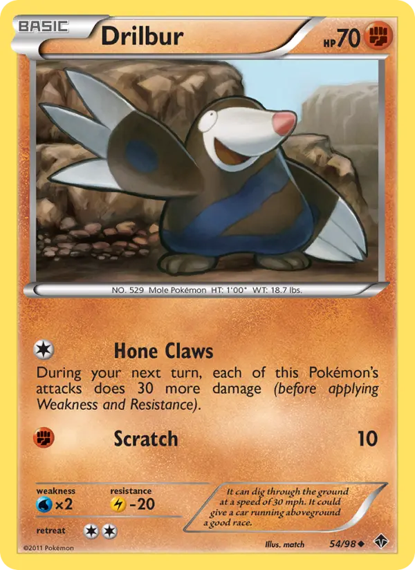 Drilbur Uncommon Pokemon card #54 from Emerging Powers