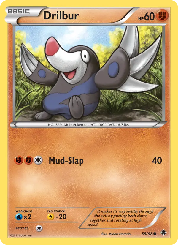 Drilbur Common Pokemon card #55 from Emerging Powers