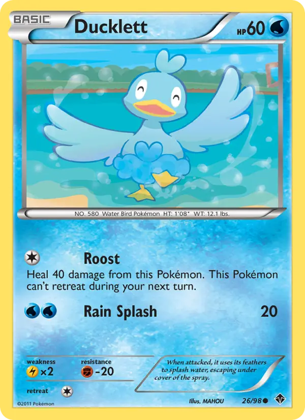 Ducklett Common Pokemon card #26 from Emerging Powers