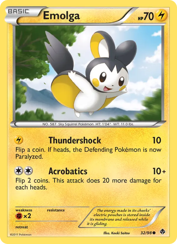 Emolga Common Pokemon card #32 from Emerging Powers