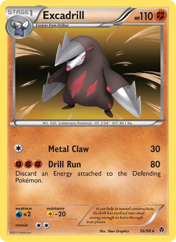 Excadrill Rare Pokemon card #56 from Emerging Powers