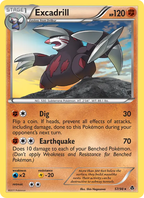 Excadrill Rare Pokemon card #57 from Emerging Powers