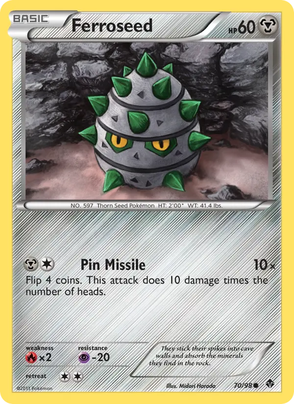 Ferroseed Common Pokemon card #70 from Emerging Powers