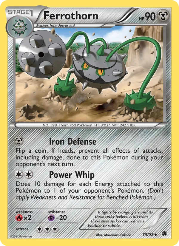 Ferrothorn Uncommon Pokemon card #73 from Emerging Powers