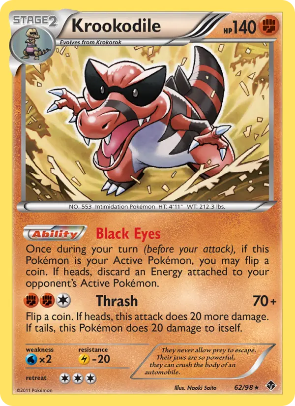 Krookodile Rare Pokemon card #62 from Emerging Powers