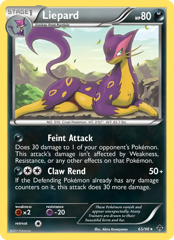 Liepard Rare Pokemon card #65 from Emerging Powers