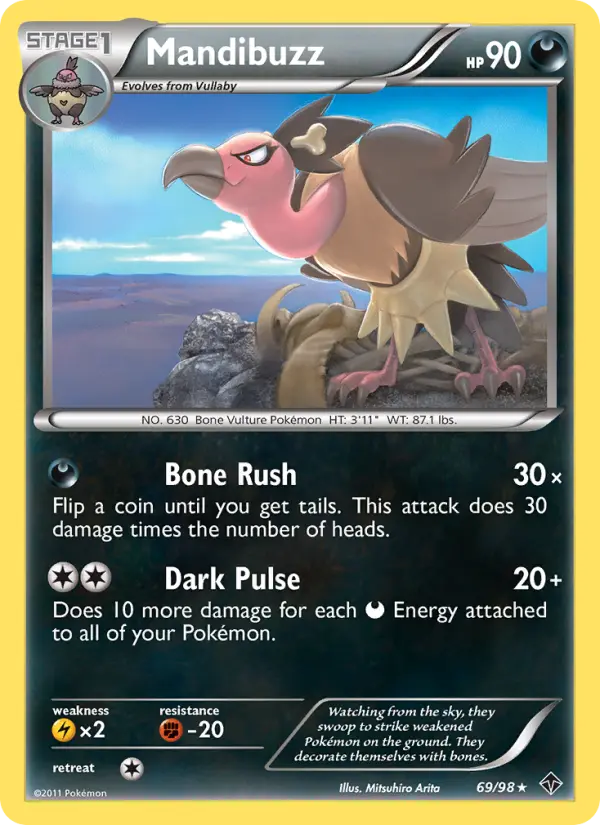 Mandibuzz Rare Pokemon card #69 from Emerging Powers