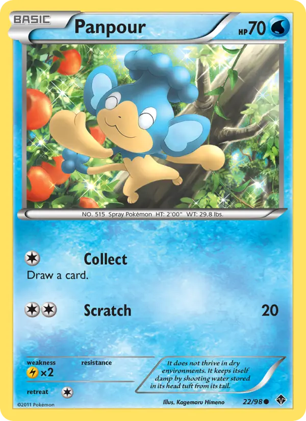 Panpour Common Pokemon card #22 from Emerging Powers