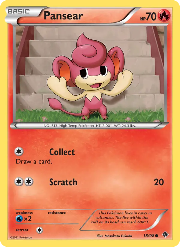 Pansear Common Pokemon card #18 from Emerging Powers