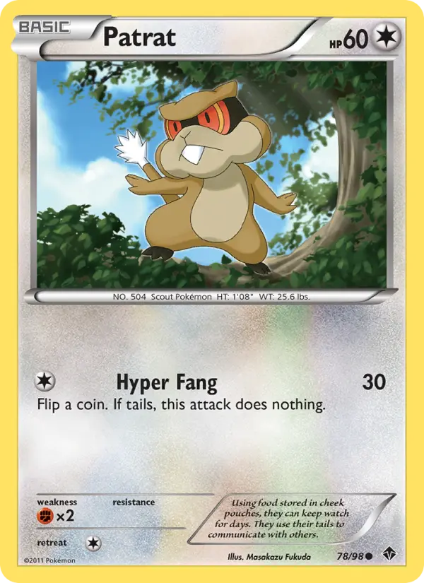 Patrat Common Pokemon card #78 from Emerging Powers